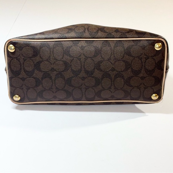 Coach Peyton Signature Domed Cora Satchel Brown Tan *Read description - Picture 11 of 15